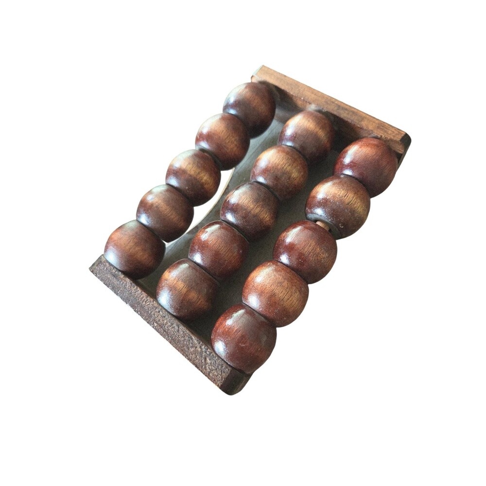 Vintage Wooden Foot Massager Roller Reflexology Tool